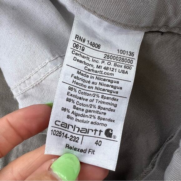 Carhartt Rugged Flex Rigby Relaxed Fit Shorts Gray Tan Sz 40 - Picture 4 of 4